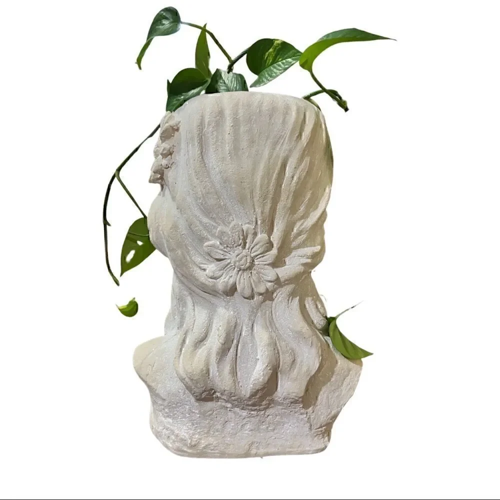 Beautiful Lady Planter Resin Plaster Large Size at 13” Perfect for your Monstera